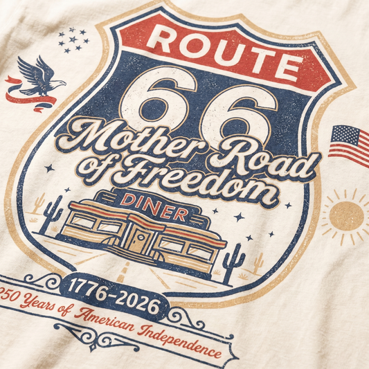 Route 66 Mother Road of Freedom Shirt 1776 2026 Independence Anniversary Graphic Tee