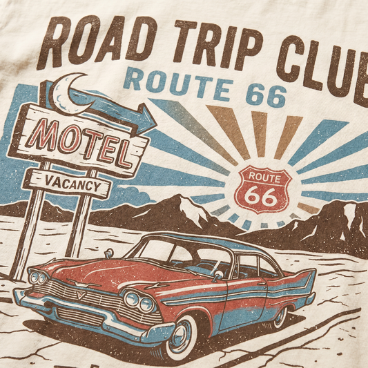 Road Trip Club Route 66 Tee - Vintage Motel Graphic Shirt