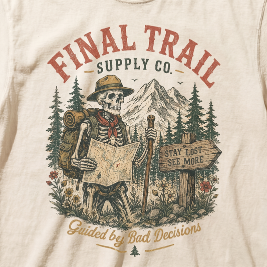Skeleton Trail Guide Graphic Tee | Vintage Outdoor Hiking Shirt