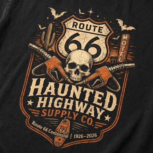 Haunted Highway Route 66 Graphic Tee | Halloween Road Trip Shirt