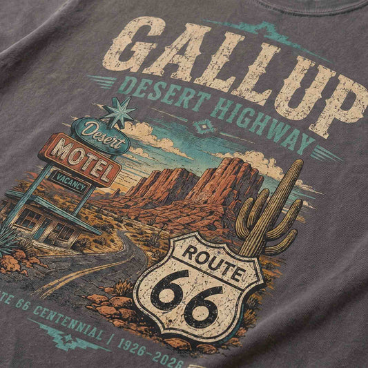 Gallup Desert Highway Route 66 Graphic Tee | Vintage New Mexico Road Trip Shirt