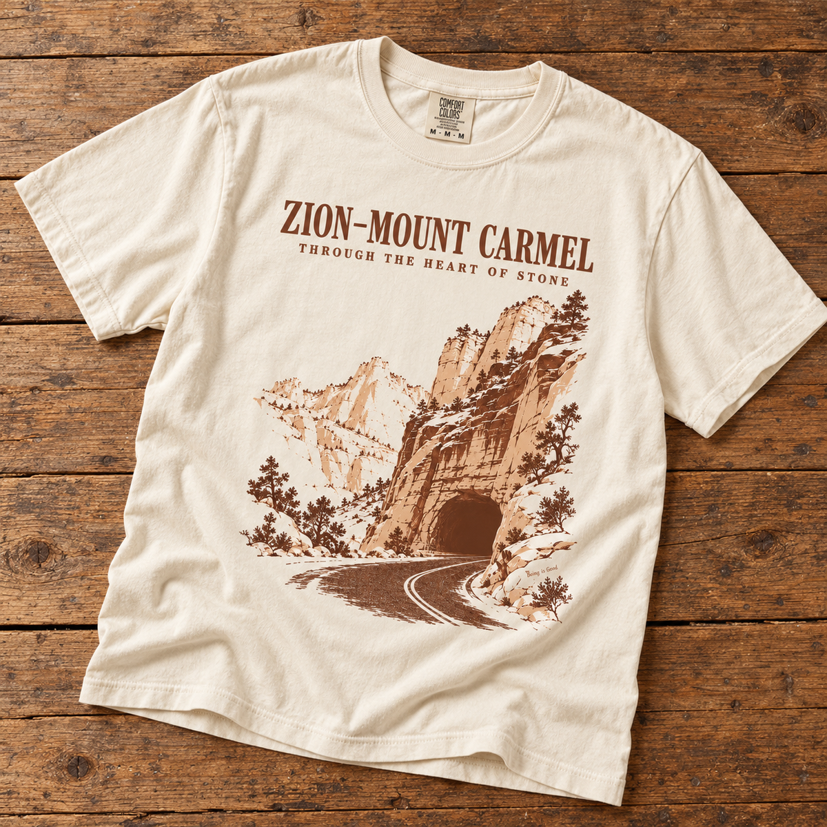 Individual flat lay of the Zion–Mount Carmel Tunnel T-shirt