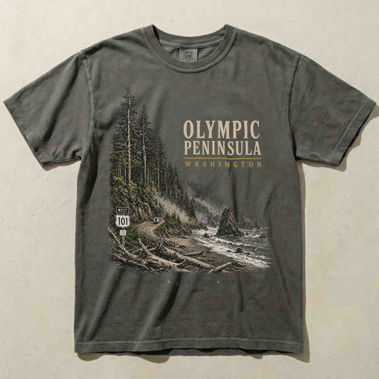 Olympic Peninsula Washington Comfort Colors T-shirt in Pepper