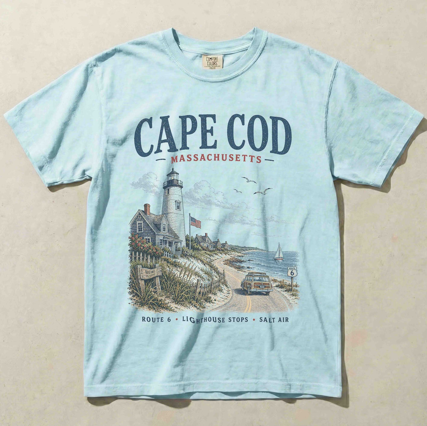 Folded Chambray Cape Cod Massachusetts graphic T-shirt