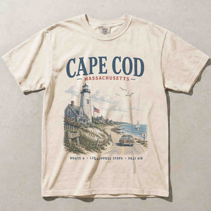 Folded Ivory Cape Cod Massachusetts graphic T-shirt