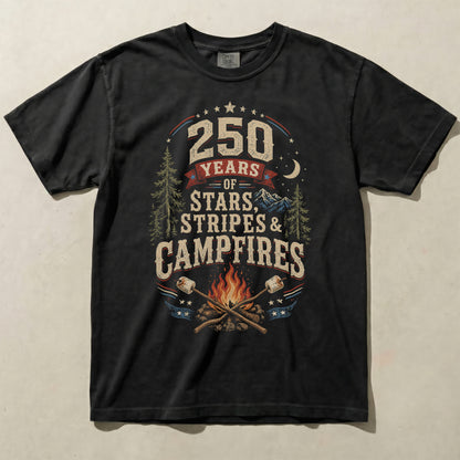 250 Years Stars Stripes and Campfires Graphic Tee