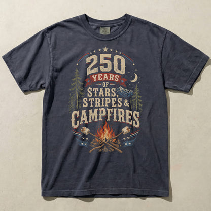 250 Years Stars Stripes and Campfires Graphic Tee