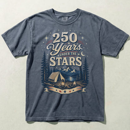 250 Years Under the Stars America 250 Camping Graphic Tee