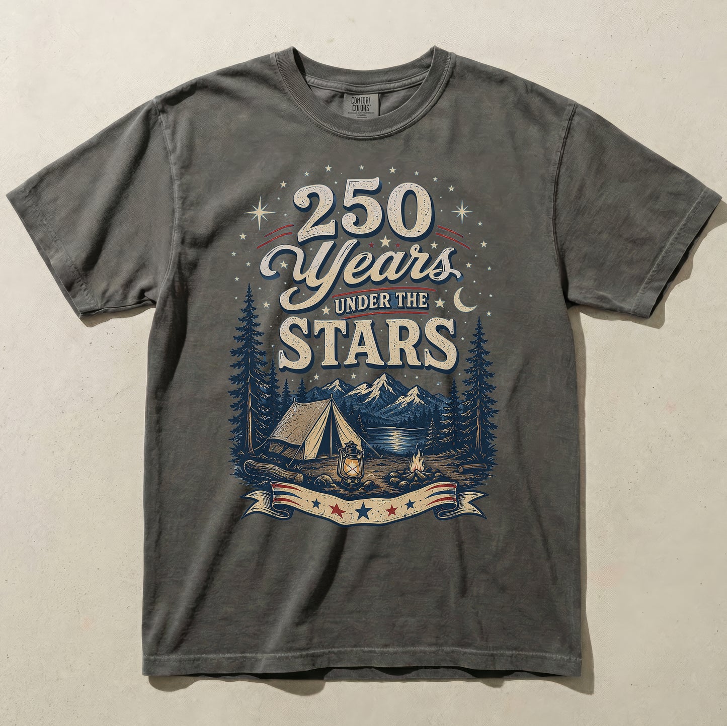 250 Years Under the Stars America 250 Camping Graphic Tee