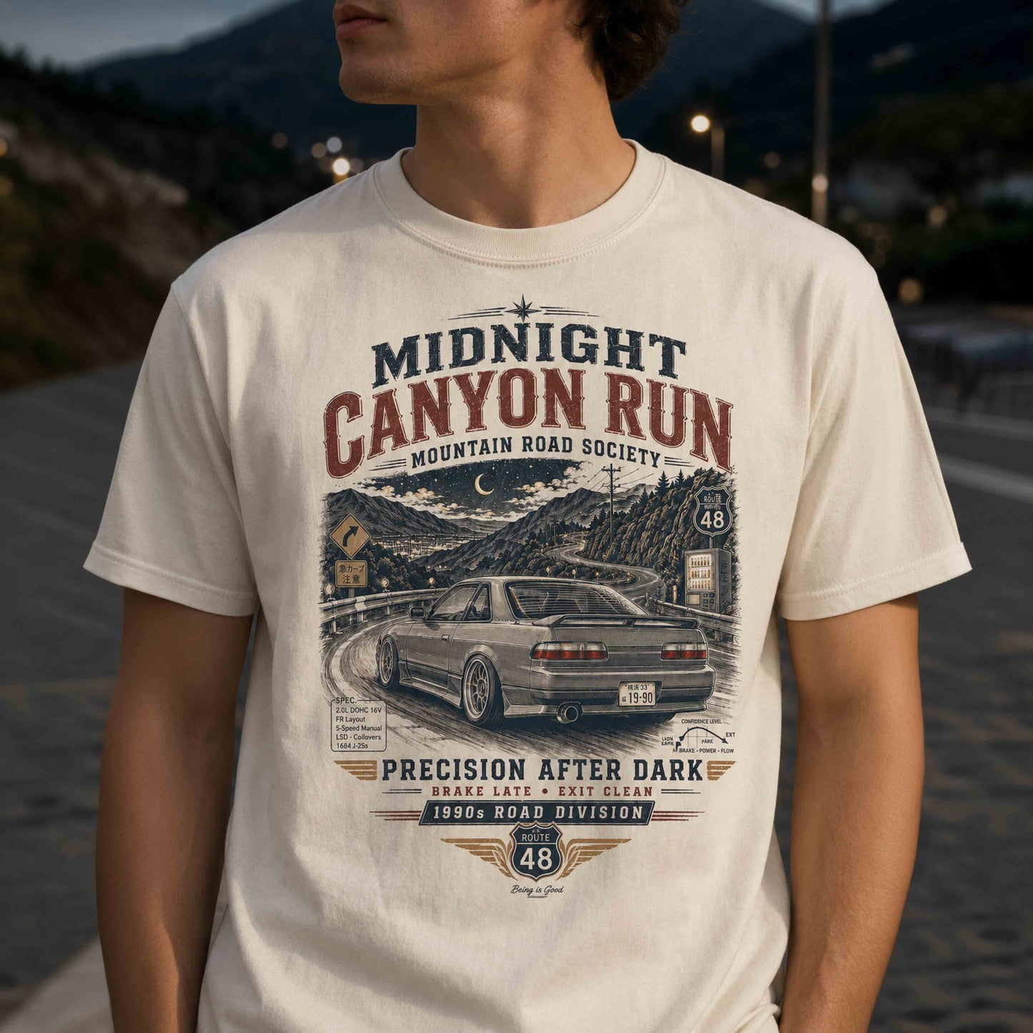 Midnight Canyon Run 1990s Japanese Car T-Shirt