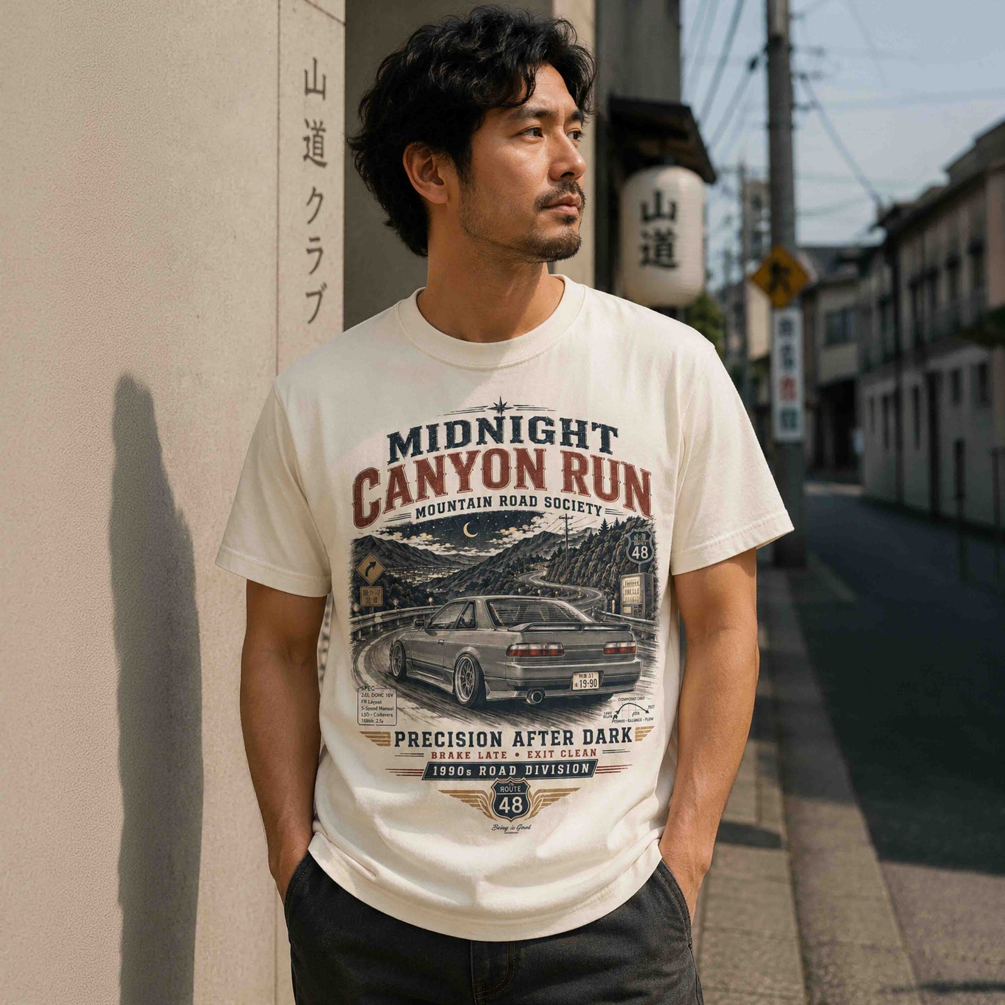 Midnight Canyon Run 1990s Japanese Car T-Shirt