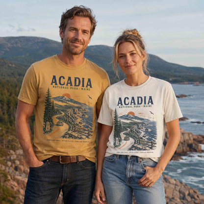 Acadia National Park Scenic Drive graphic tee close-up detail