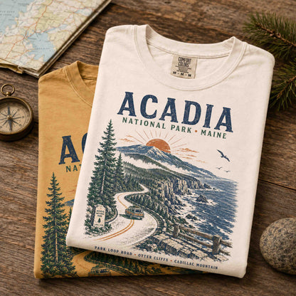 Men's Acadia National Park Scenic Drive graphic tee outdoor lifestyle