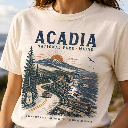 Women's Acadia National Park Scenic Drive graphic tee outdoor lifestyle