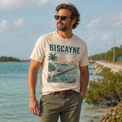 Biscayne National Park Florida Keys graphic tee lifestyle view highlighting the front artwork