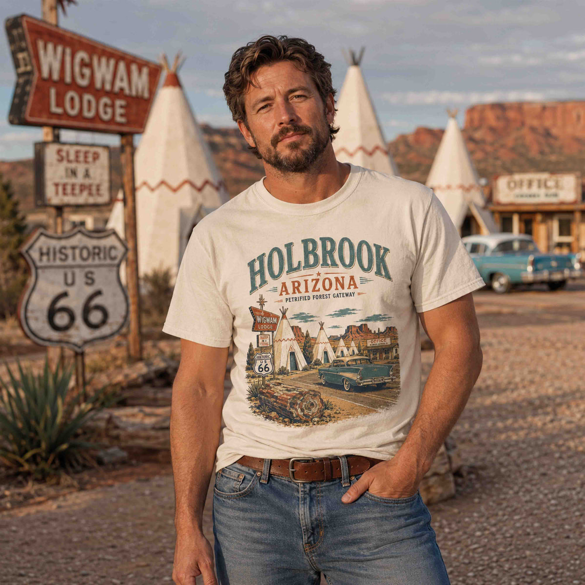 Holbrook Arizona Route 66 Wigwam Motel Historic Desert Graphic Tee