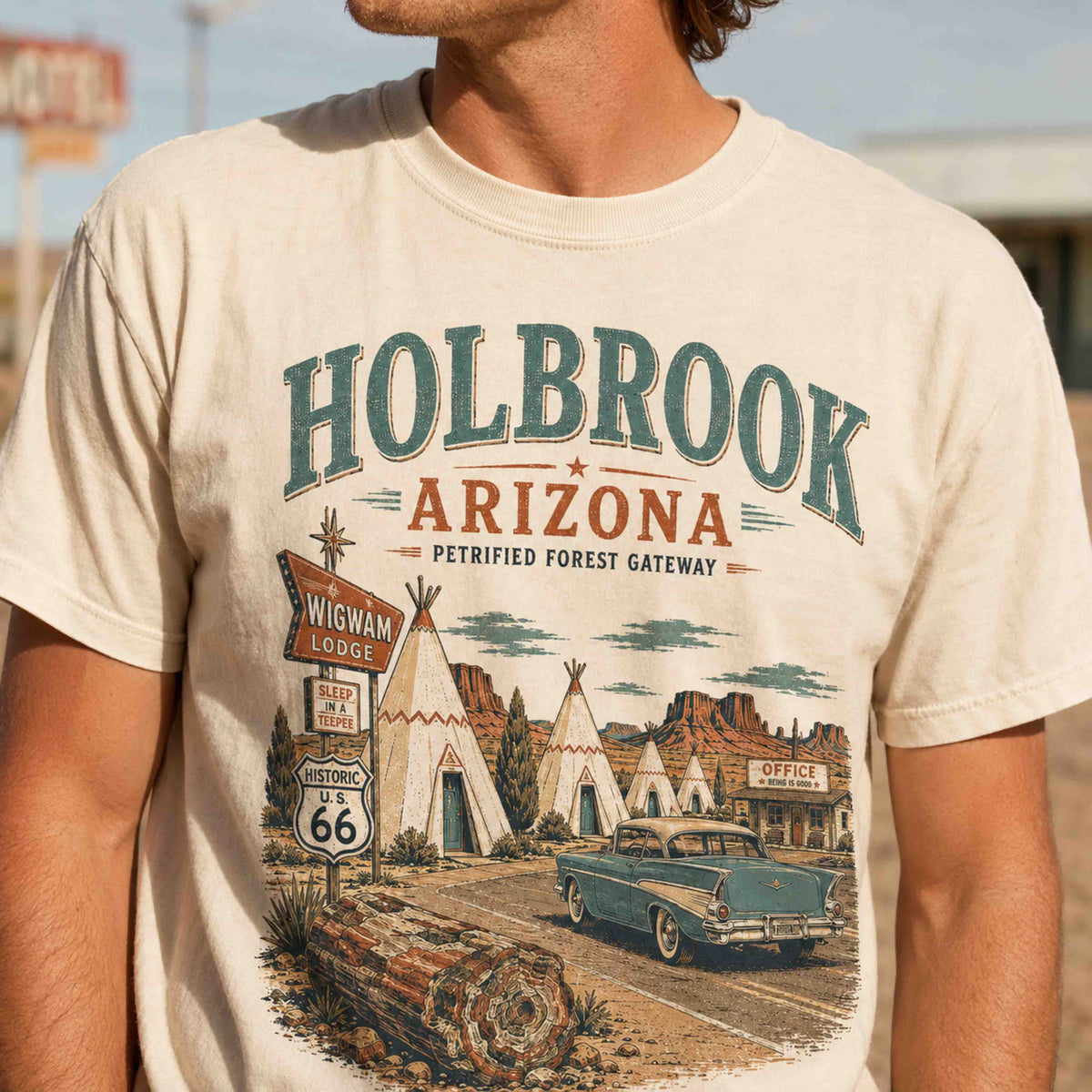 Holbrook Arizona Route 66 Wigwam Motel Historic Desert Graphic Tee