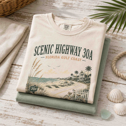 Folded Scenic Highway 30A Florida Gulf Coast graphic tee