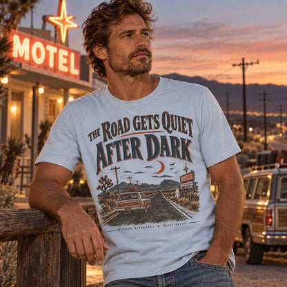 Being is Good The Road Gets Quiet After Dark vintage Americana graphic tee