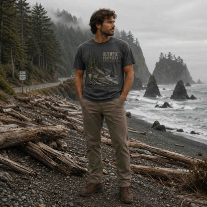 Olympic Peninsula Washington graphic tee lifestyle photo