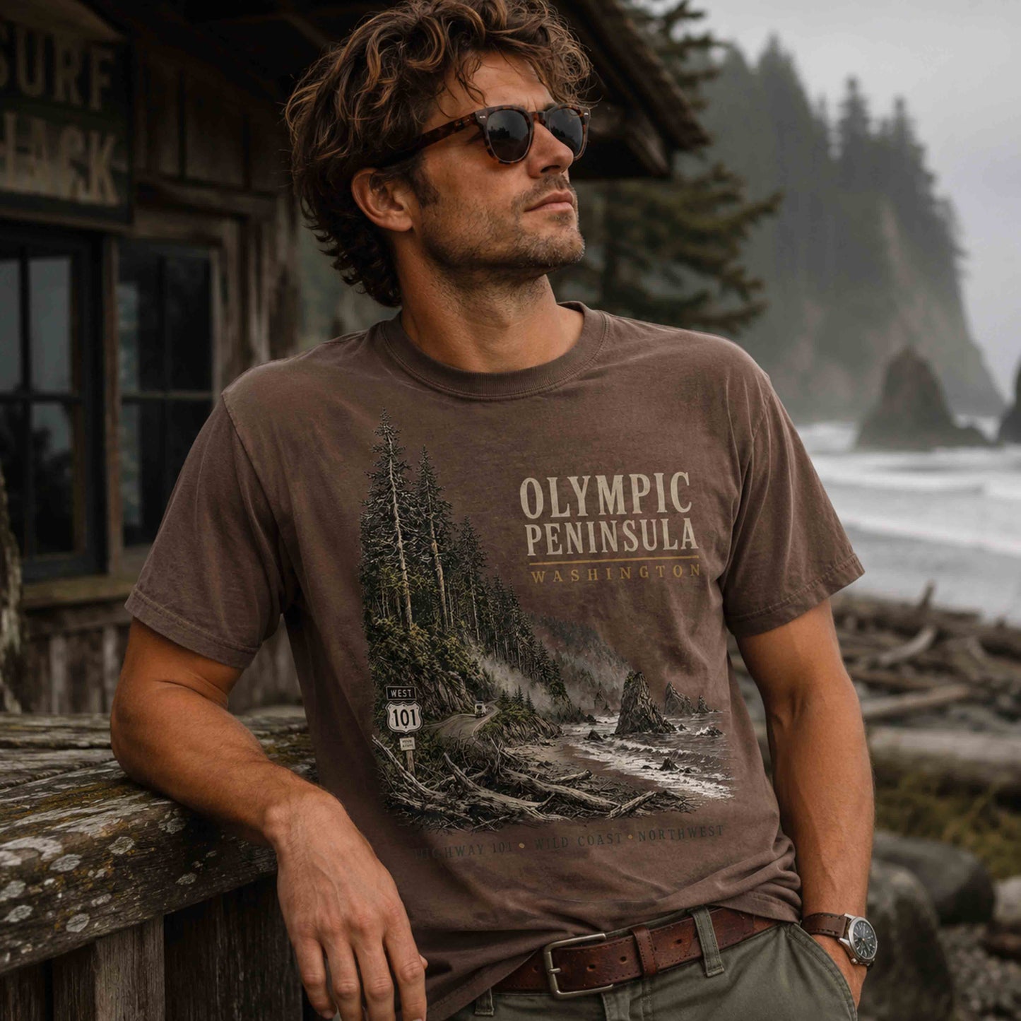 Olympic Peninsula Washington vintage coastal T-shirt