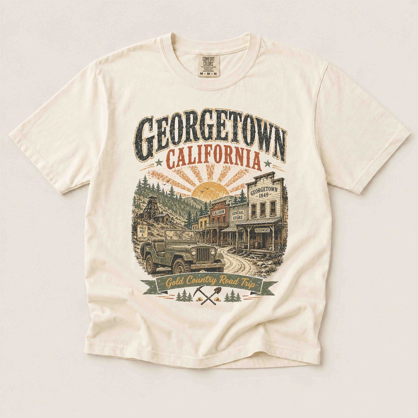 Comfort Colors style ivory graphic tee featuring Georgetown California