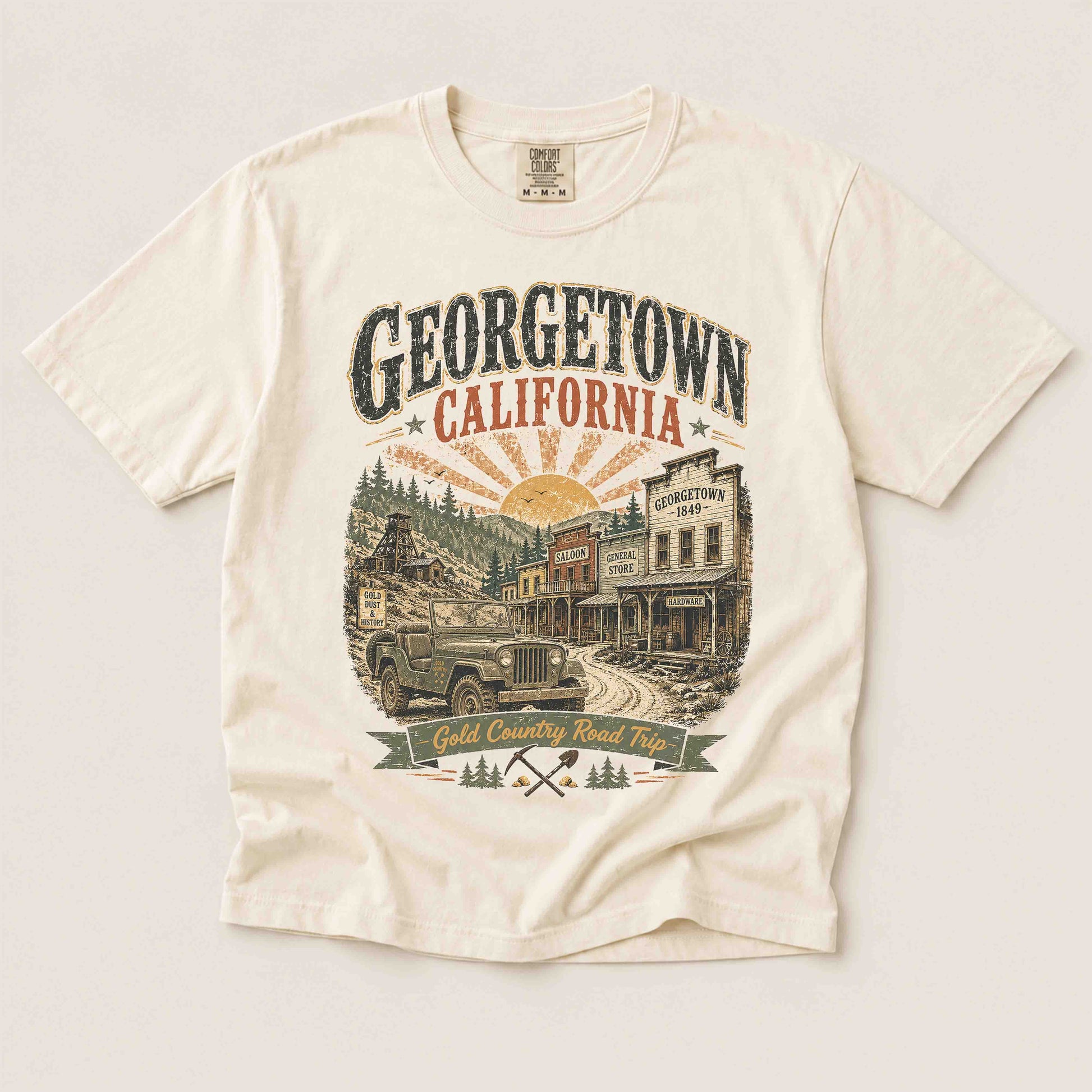 Comfort Colors style ivory graphic tee featuring Georgetown California