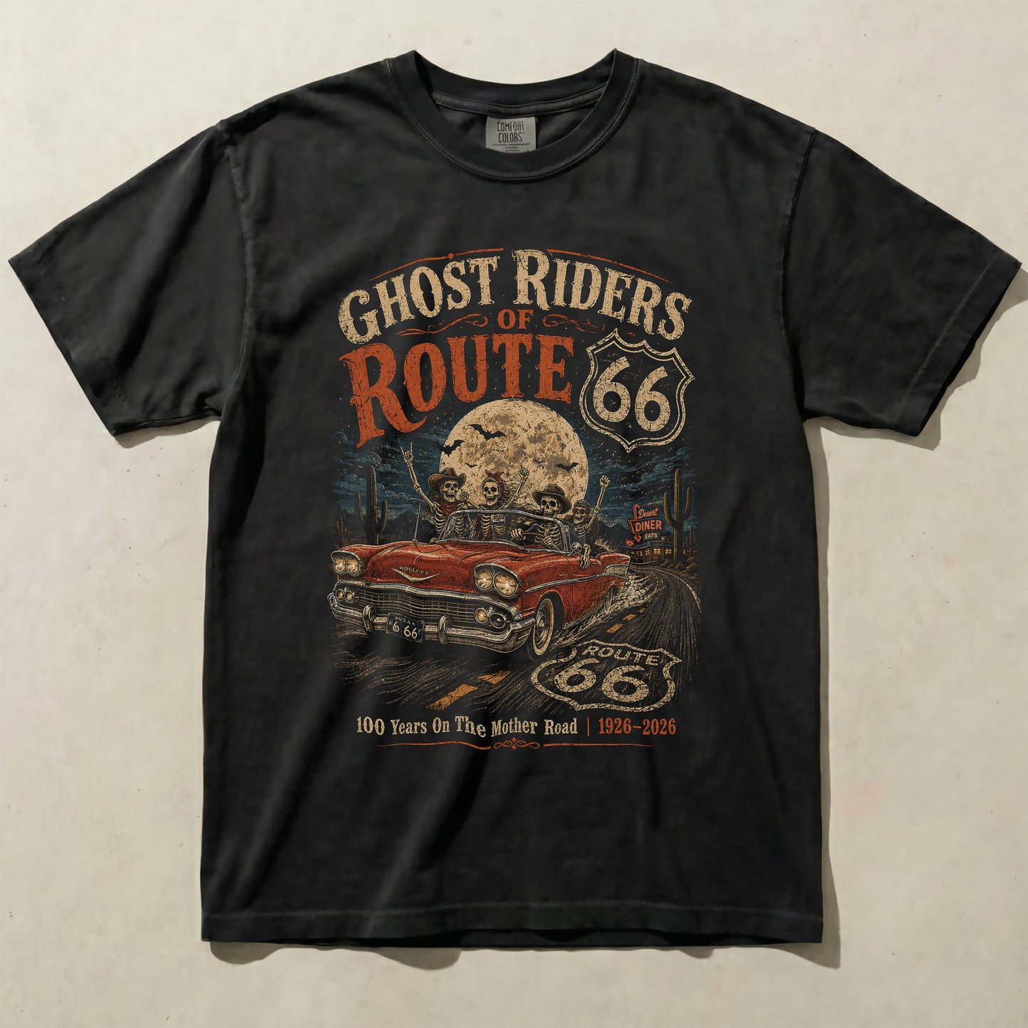 Ghost Riders of Route 66 Graphic Tee | Halloween Road Trip Shirt