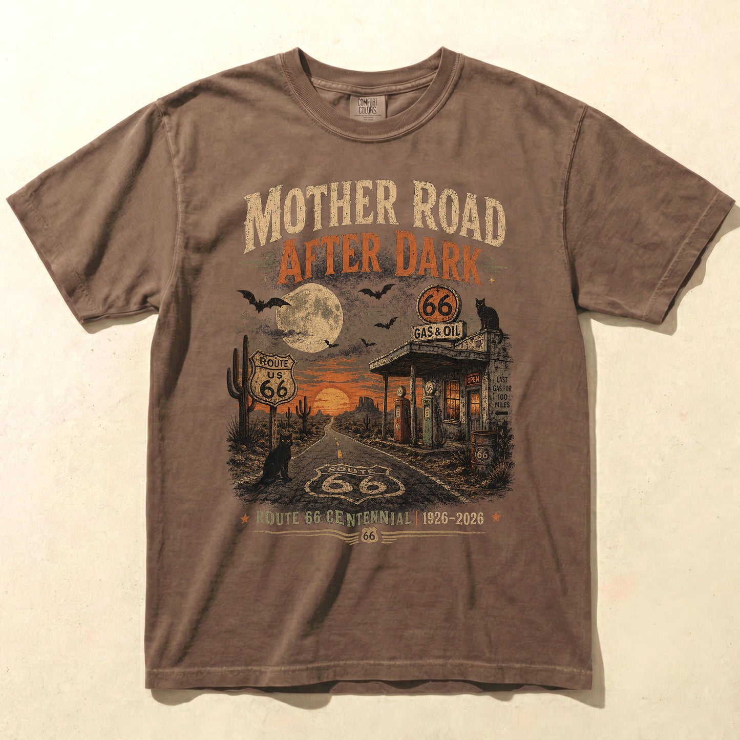 Mother Road After Dark Route 66 Graphic Tee | Halloween Road Trip Shirt
