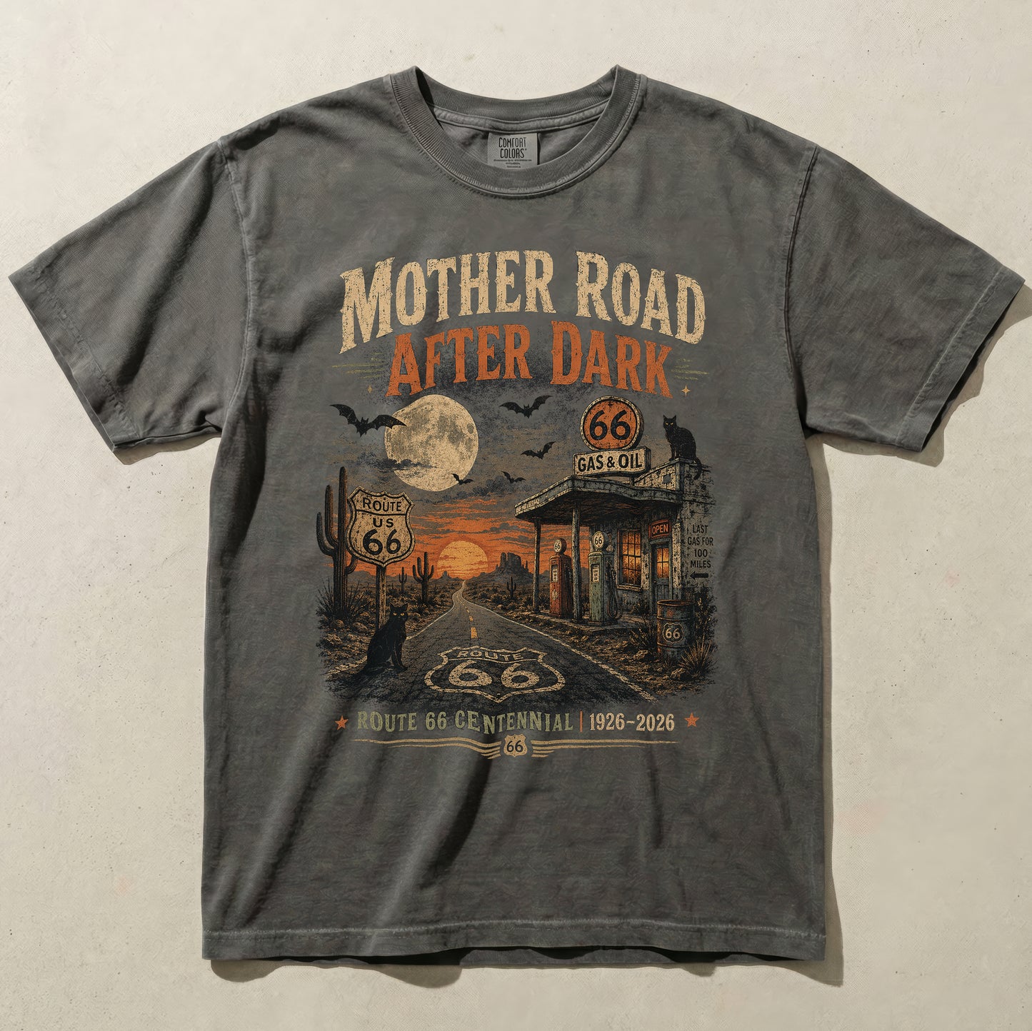 Mother Road After Dark Route 66 Graphic Tee | Halloween Road Trip Shirt