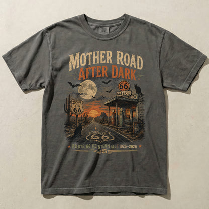 Mother Road After Dark Route 66 Graphic Tee | Halloween Road Trip Shirt
