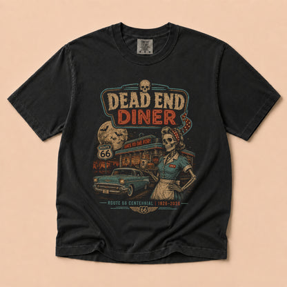 Dead End Diner Route 66 Graphic Tee | Halloween Vintage Car Shirt