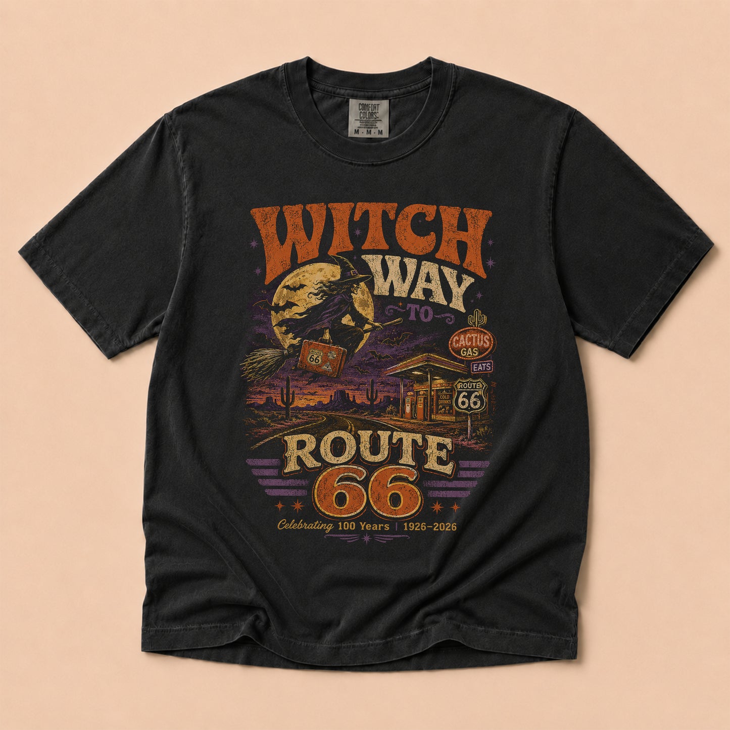 Witch Way to Route 66 Graphic Tee | Halloween Road Trip Shirt