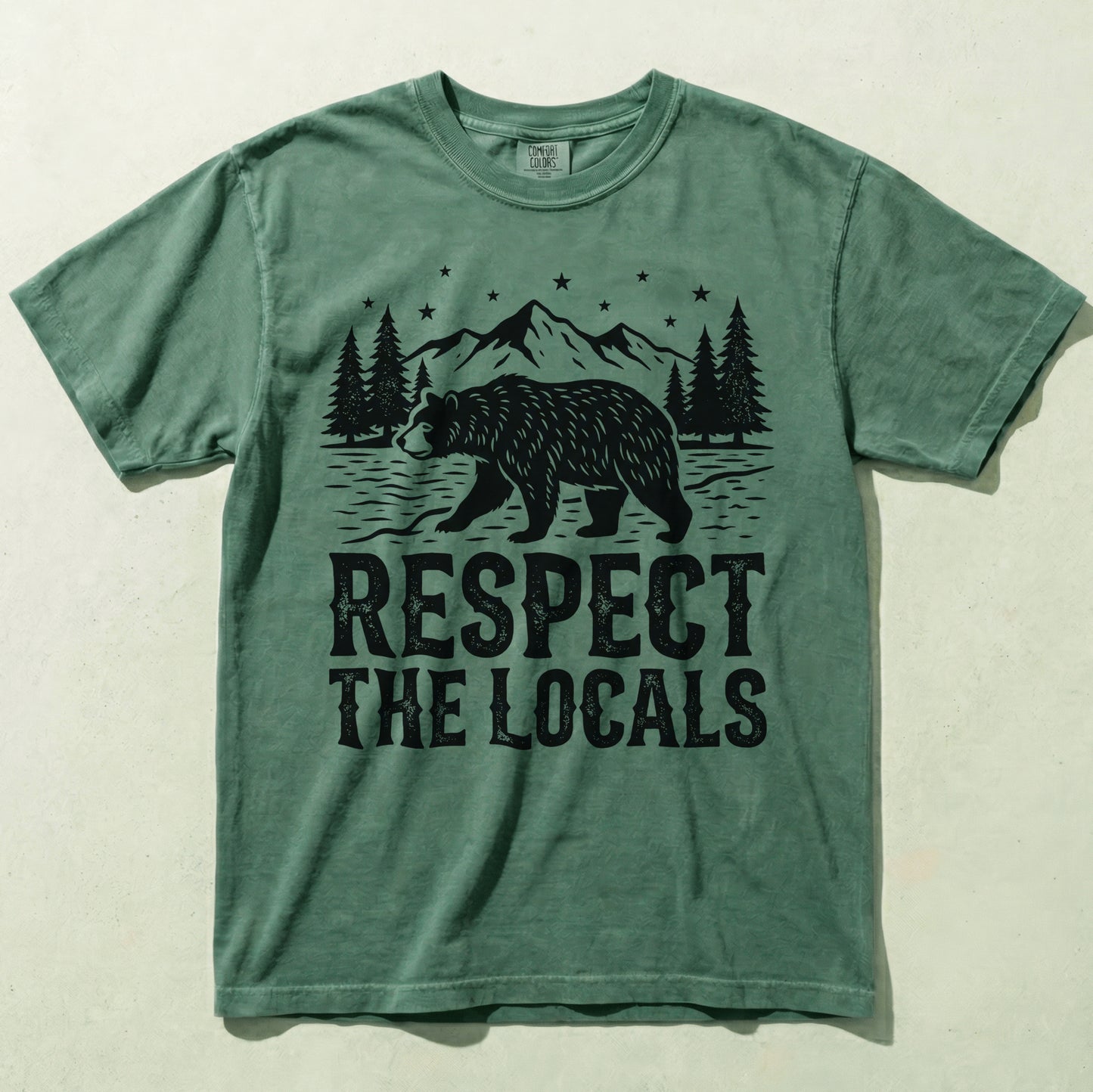 Respect The Locals Bear Comfort Colors Graphic Tee