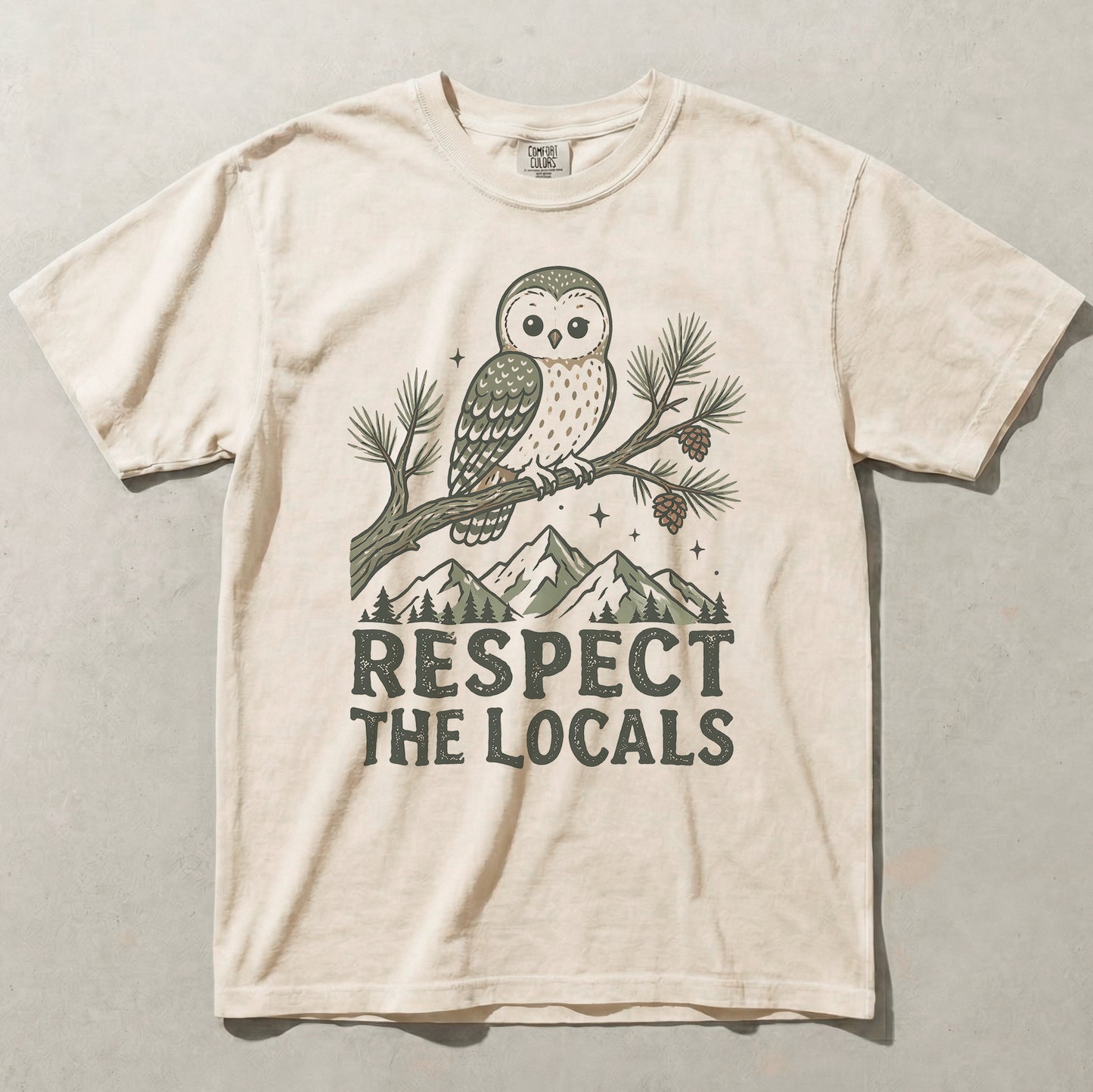 Respect The Locals Owl Comfort Colors Graphic Tee