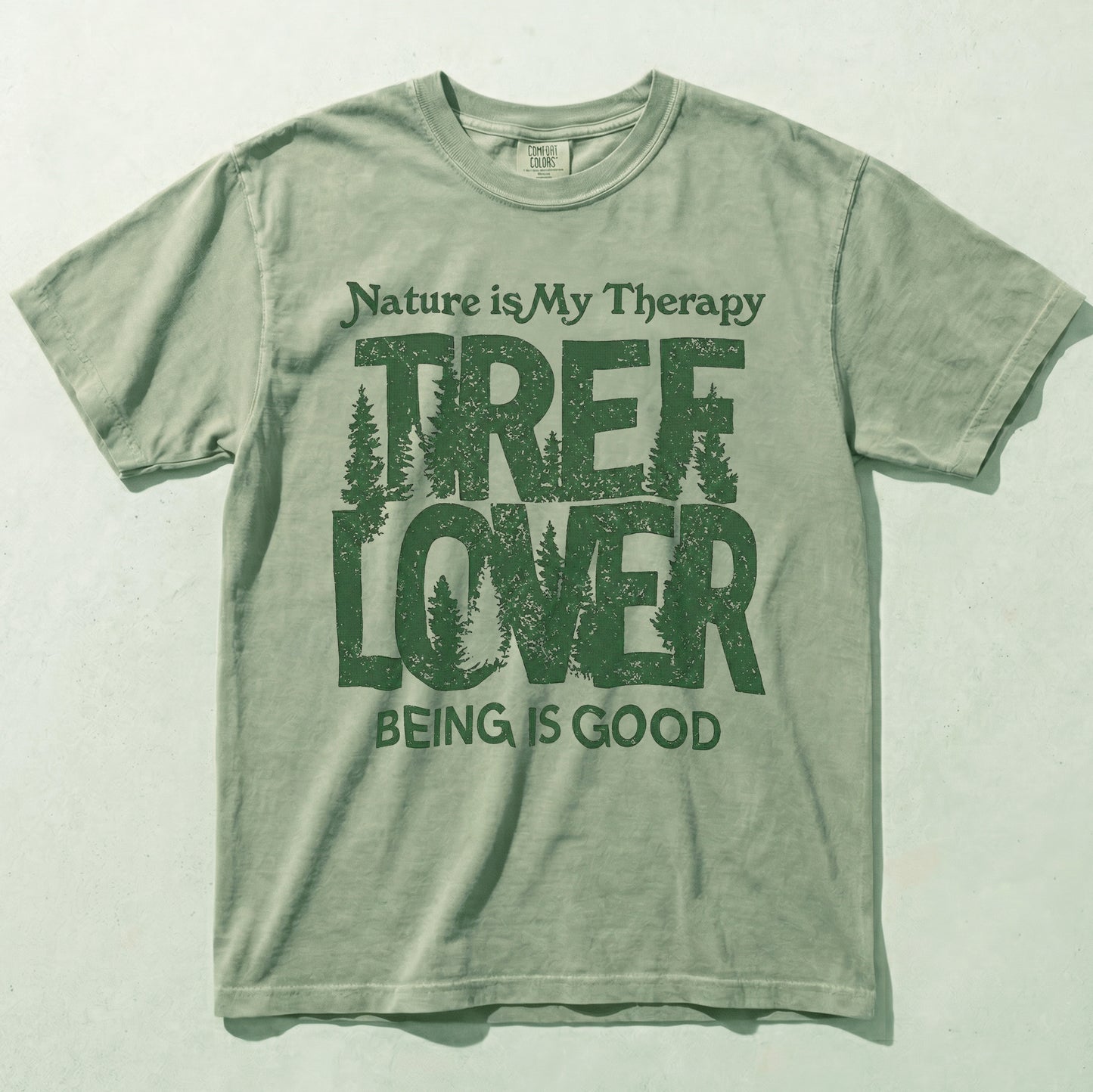 Nature Is My Therapy Tree Lover Graphic Tee Bay Green