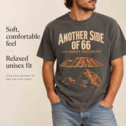 Another Side of 66 Amboy Crater graphic on a Pepper t-shirt, full front artwork detail