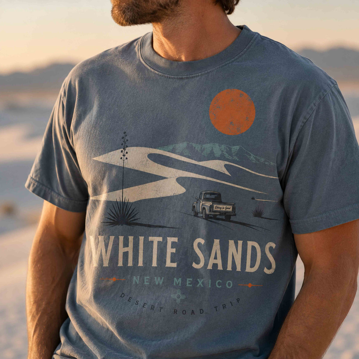 White Sands New Mexico Desert Road Trip vintage graphic tee artwork