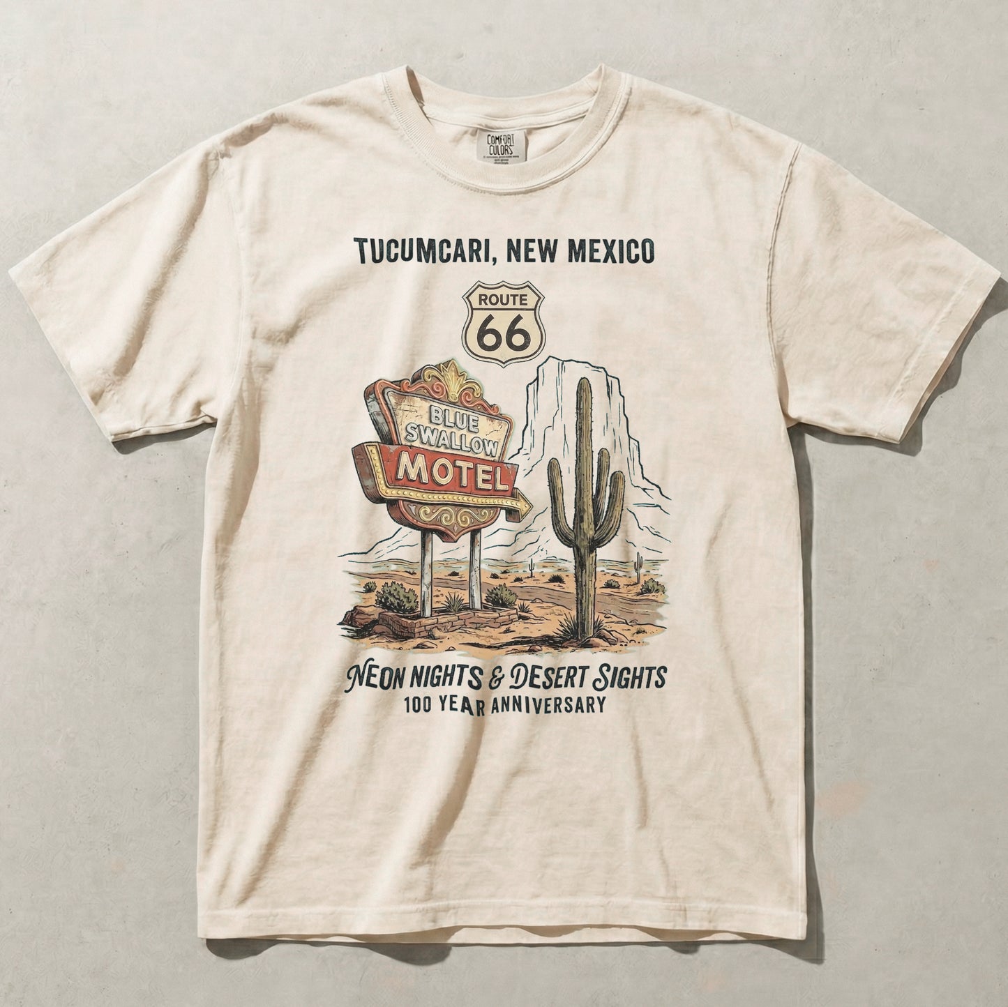 Tucumcari Route 66 Vintage Tee – Blue Swallow Motel Graphic Shirt