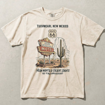 Tucumcari Route 66 Vintage Tee – Blue Swallow Motel Graphic Shirt