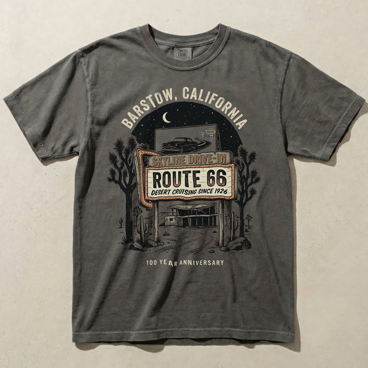 Barstow Route 66 Vintage Tee – Skyline Drive-In Desert Graphic Shirt