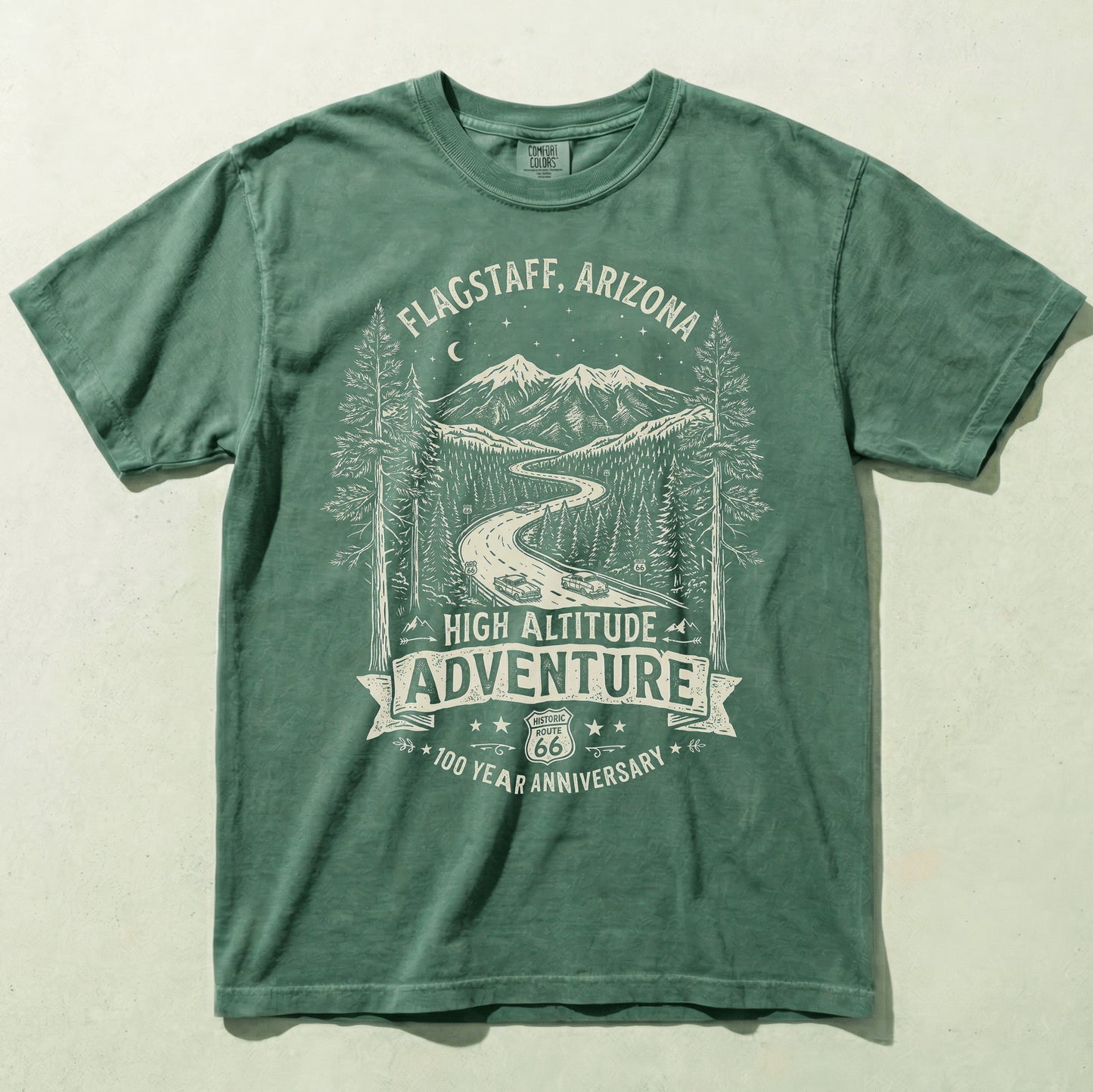 Flagstaff Route 66 Adventure Tee – High Altitude Mountain Graphic Shirt