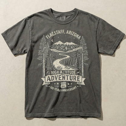 Flagstaff Route 66 Adventure Tee – High Altitude Mountain Graphic Shirt