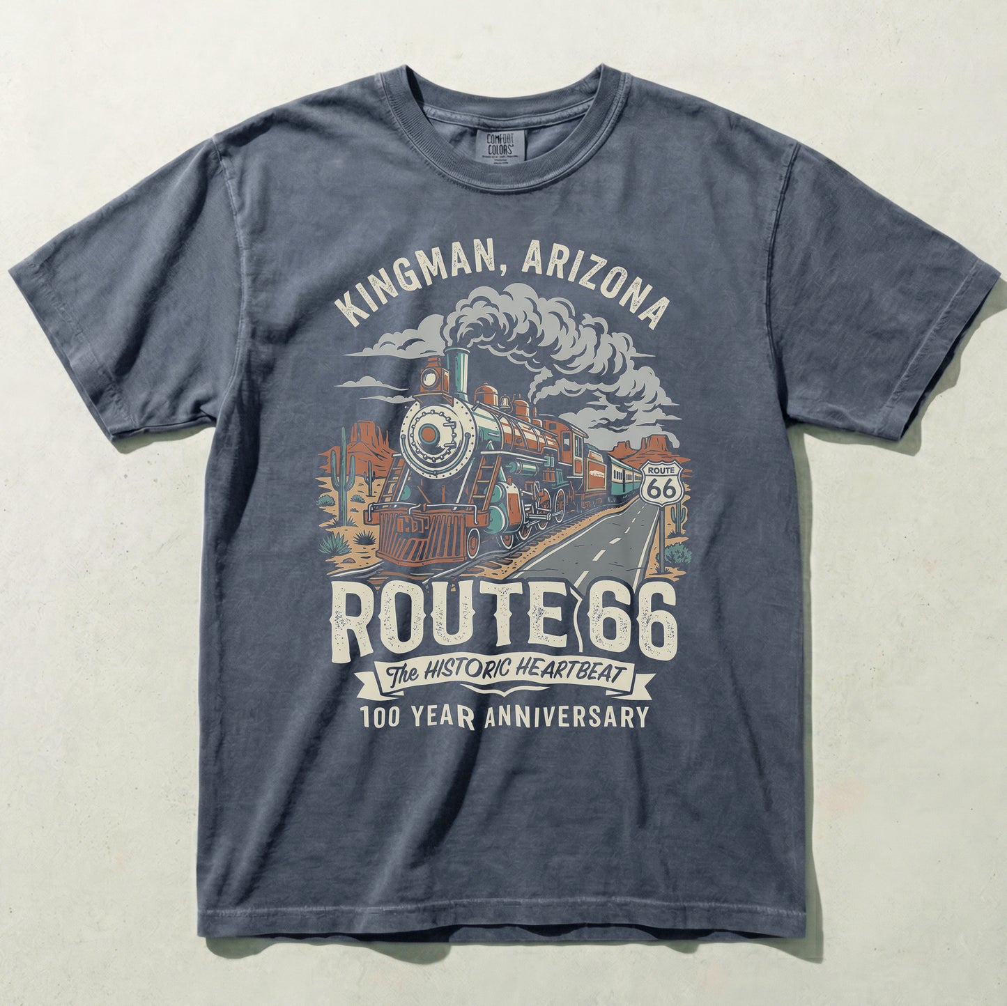 Kingman Arizona Route 66 Train Graphic Tee Vintage Travel Shirt