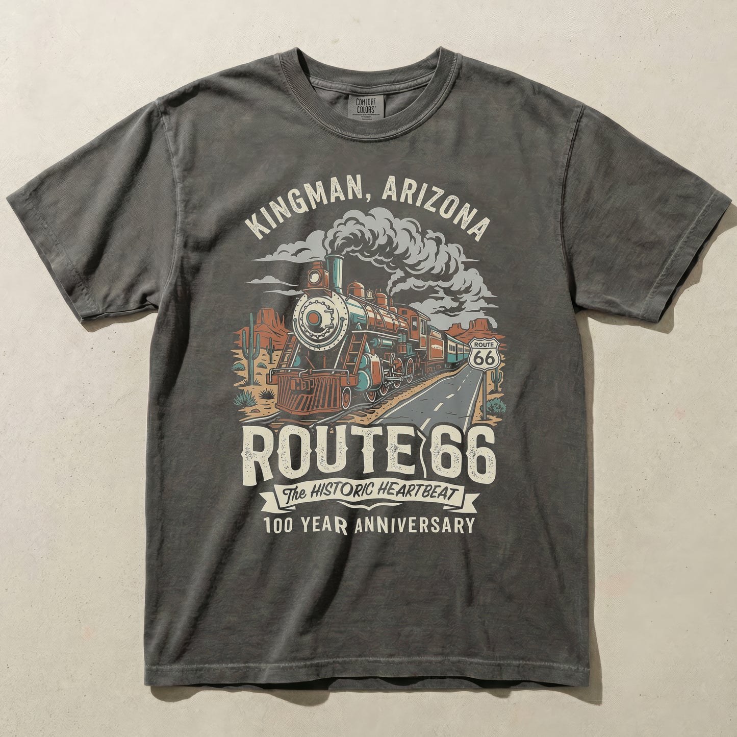 Kingman Arizona Route 66 Train Graphic Tee Vintage Travel Shirt