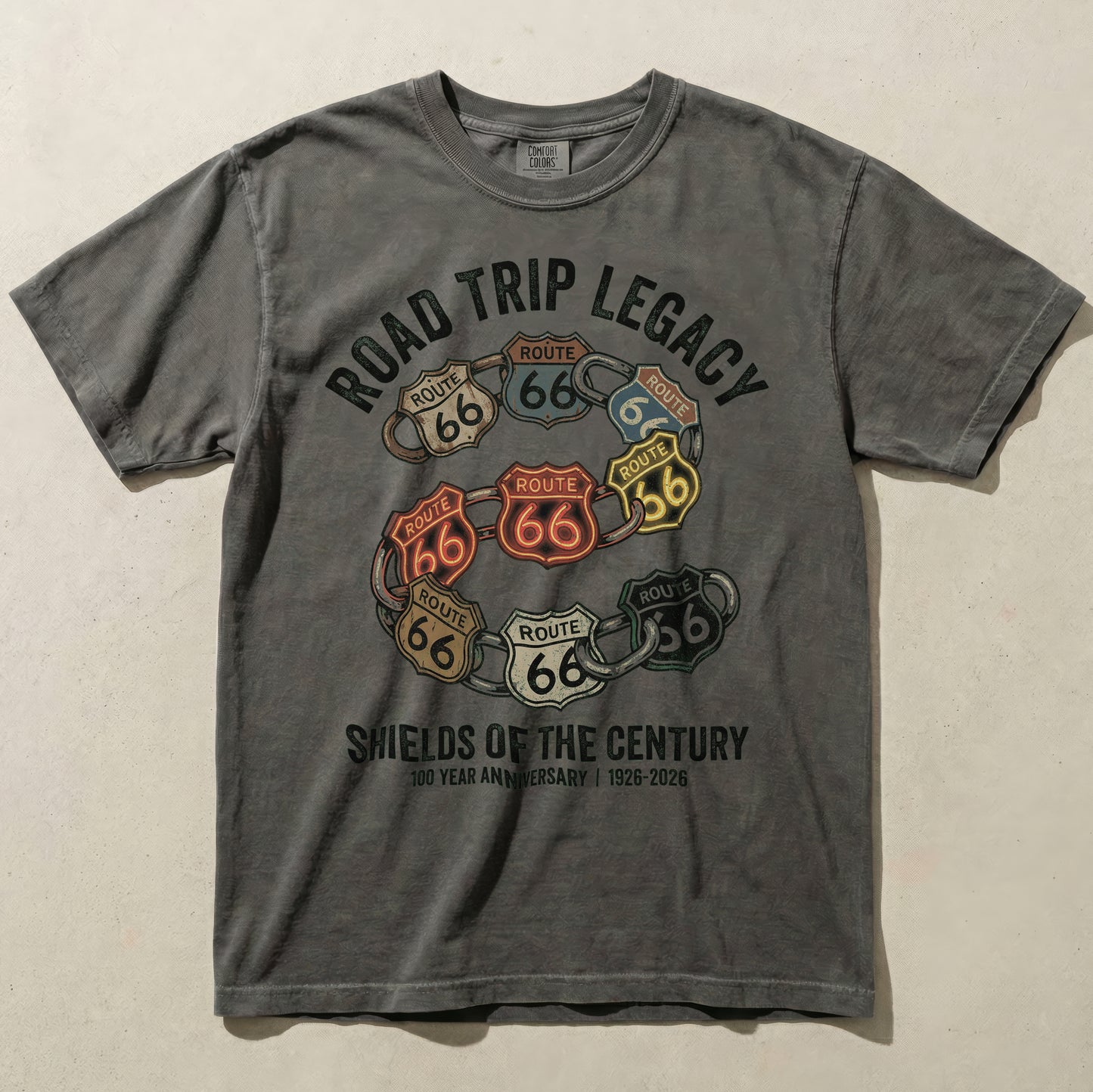 Route 66 Shield Collage Vintage Graphic Tee