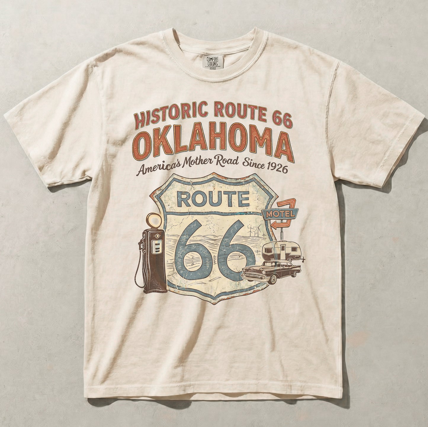 Historic Route 66 Oklahoma Tee - Vintage Mother Road Road Trip Graphic Shirt