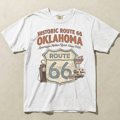 Historic Route 66 Oklahoma Tee - Vintage Mother Road Road Trip Graphic Shirt