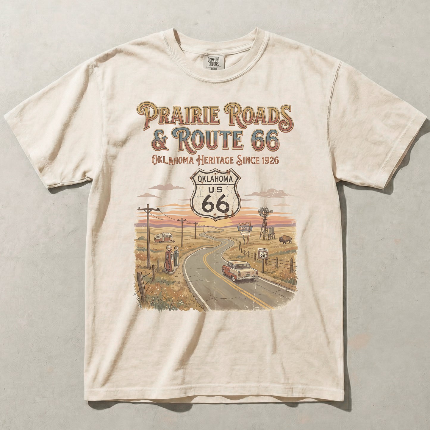 Prairie Roads Route 66 Oklahoma Tee