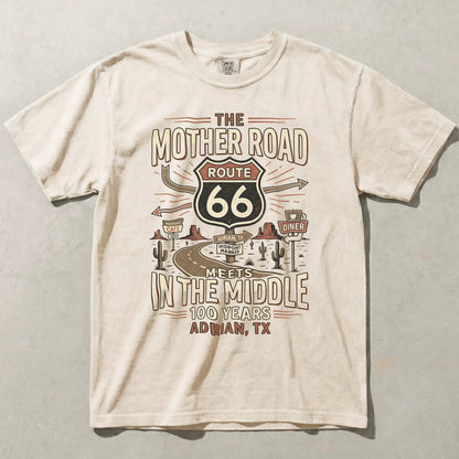 Route 66 Mother Road Shirt Adrian Texas Midpoint 100 Years Vintage Graphic Tee